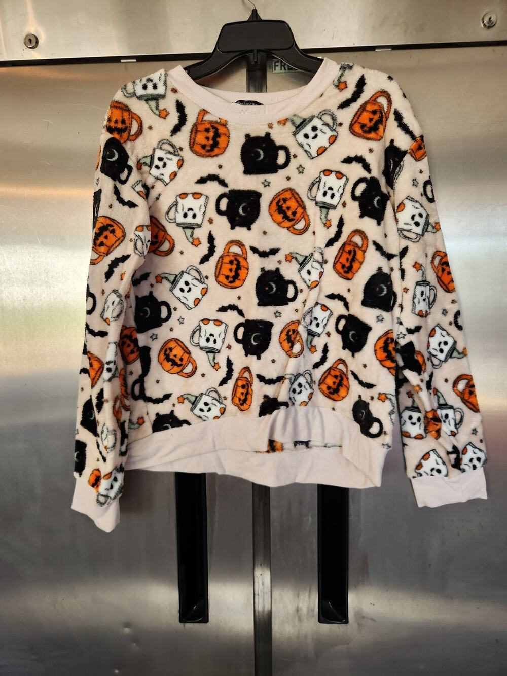 Weekending Halloween Cat Pumpkin Print Pullover Sweater Size XL